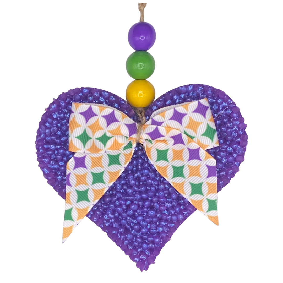 Mardi Gras Heart Freshie