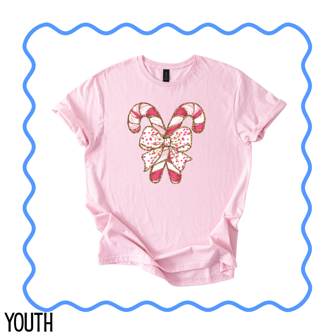 YOUTH Pink Candy Canes Tee