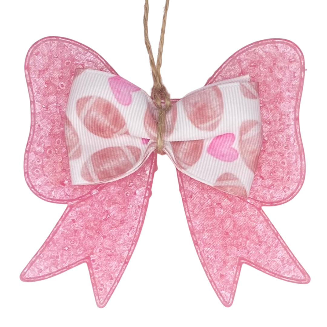 Pink Football Bow on Bow Freshie
