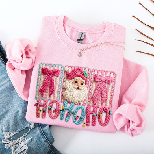 HO HO HO Santa Faux Yarn Sweatshirt