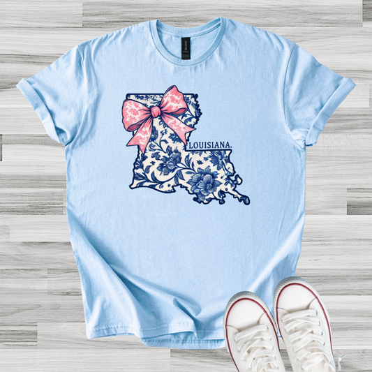 Light Blue LA Bow Tee