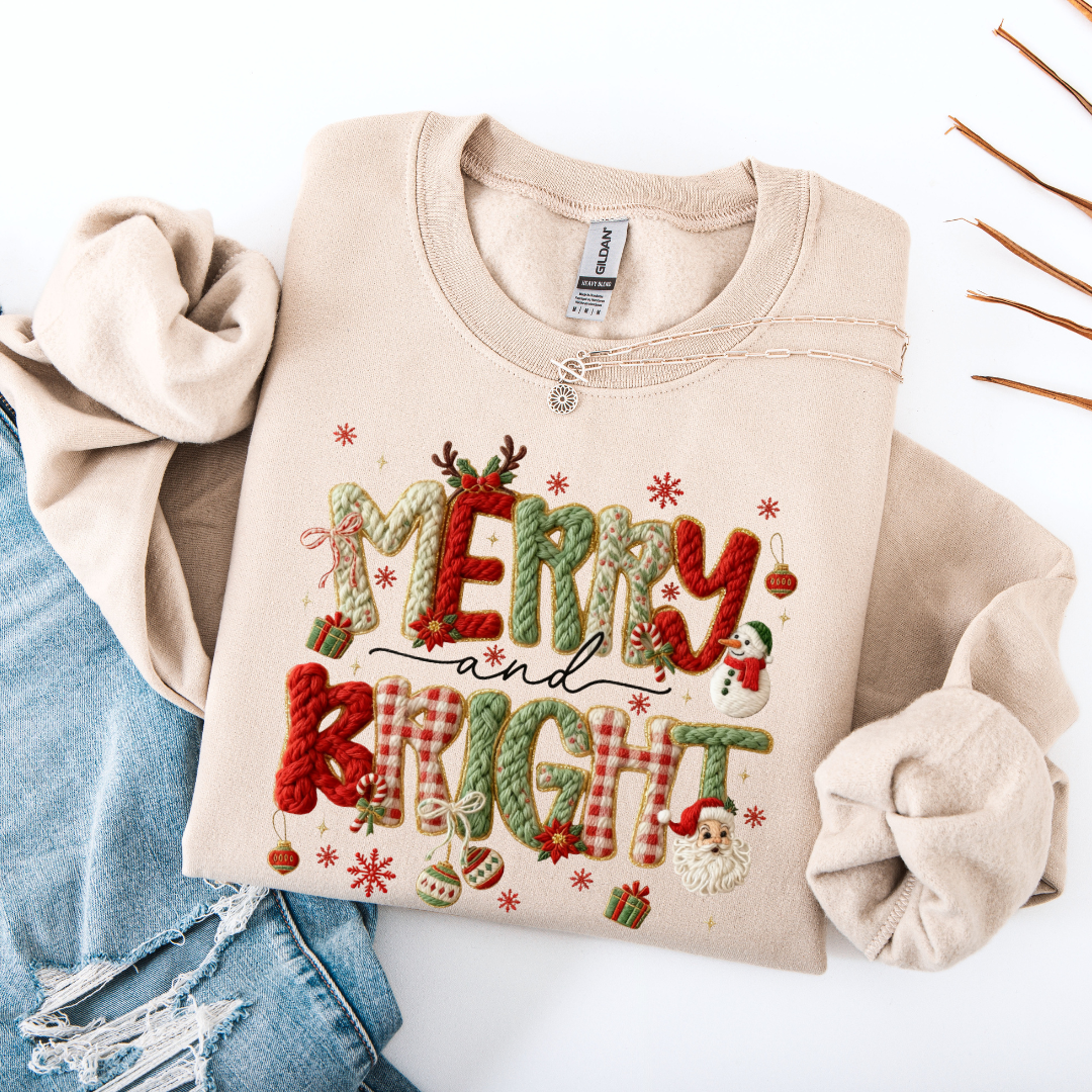 Merry & Bright Faux Yarn Sweatshirt