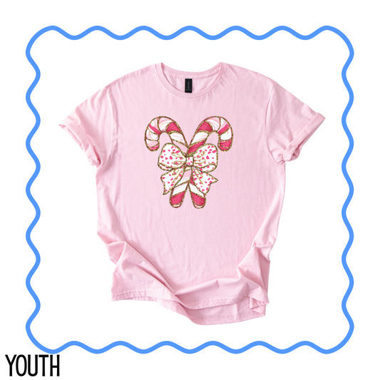 YOUTH Pink Candy Canes Tee