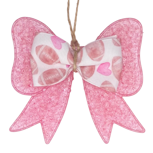 Pink Football Bow on Bow Freshie